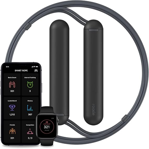 Tangram Smart Rope Rookie Smart Jump Rope with Counter & App, Bluetooth Fitness Tracker, Adjustable Jump Rope for Weight Loss, Cardio, HIIT & Home Workouts