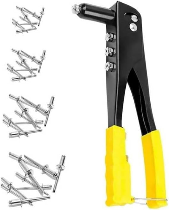 Perçin Tabancası 4 Uçlu Profesyonel Set – 2.4/3.2/4.0/4.8 mm Başlık + 40 Adet Alüminyum Perçin + Anahtar | Metal, Plastik ve Deri Delme & Sabitleme Aracı