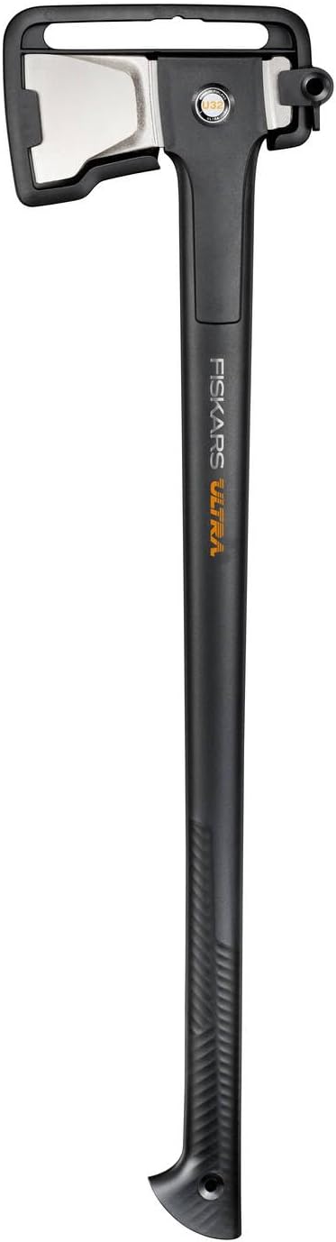 Fiskars Ultra Splitting Axe U32 ToughCoat Coating Optimized Balance Carbon Steel Blade/FiberComp Handle 32 Inch Black 1086011