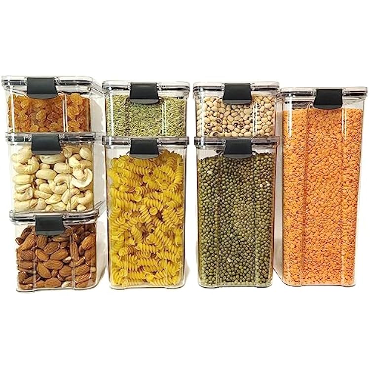 Airtight food storage containers, canisters for countertops, pantry organizers and storage, kitchen organizers and storage- 8Pc