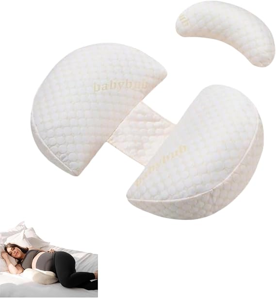 Babybub - Bub's Maternity Pillow™, Wedge Pregnancy Pillow for Sleeping for Back, Hips, Legs, Adjustable Soft Comfort Maternity Body Pillows (Gold)