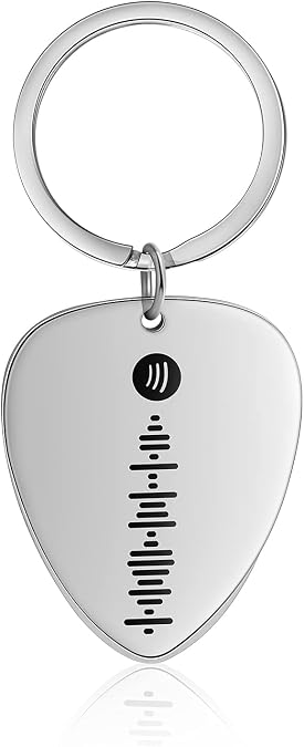 JewelOra Personalized Custom Guitar Picks Keychain Music Spotify Scan Code Keychain for Men/Women