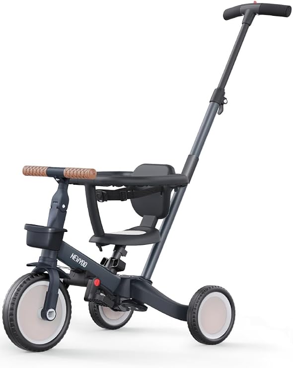 newyoo 5-in-1 Tricycle with Push Bar & Safety Bar 1-3 Years Dark Grey