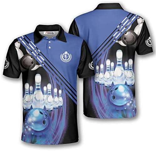 PRIMESTY Bowling Shirts for Men, Short-Sleeve Bowling Jerseys for Team, Bowling Men's Polo Shirts