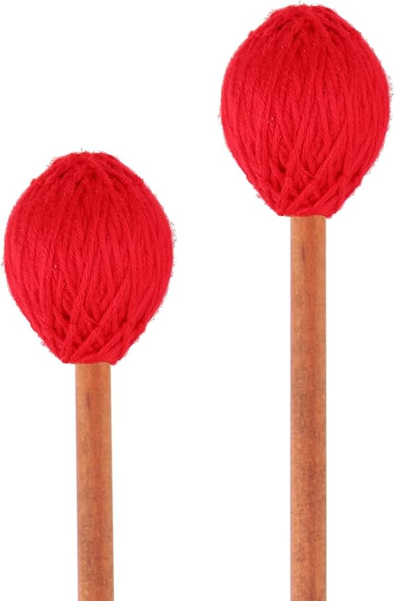 2Pcs Marimba Mallets Medium Hard Yarn Head with Maple Wood Handle | Mushroom-shaped Head Wrapped Strong Nylon Yarn 16.5 Inches Wood Handles for Beginners Students and Music Lovers