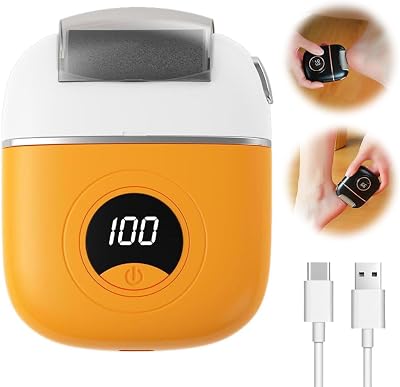 Electric Foot Callus Remover, 2025 New Portable Rechargeable Foot Repair and Grinding Device with Digital Display, Heel Polisher File for Men Women Dry Callus Dead Skin Yellow
