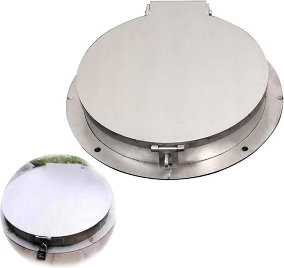 Round Manhole Cover and Frame, Outdoor Lockable Septic Tank Lid, Multiple Sizes Stainless Steel Sump Pump Cover for Yard(50cm/20in)