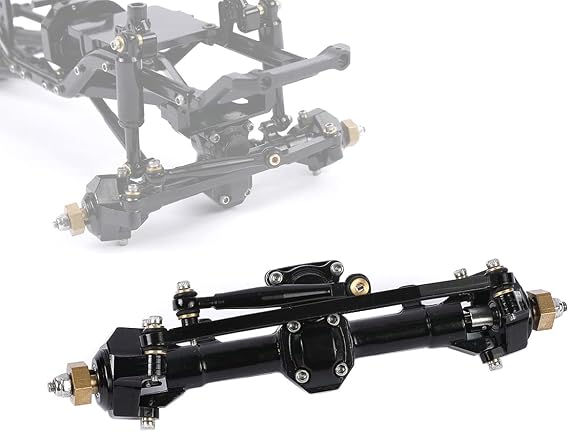 1/24 RC Aluminum Complete Front Axle for Axial SCX24 RC Crawler Upgrades (Black)