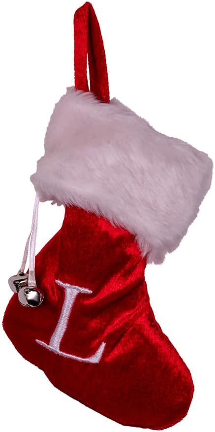 Kurt Adler Red/White Monogrammed L Miniature Stocking