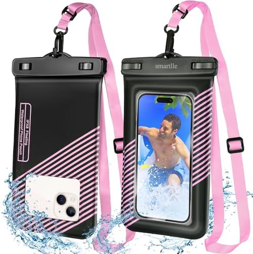 Floating Waterproof Phone Pouch Bag, IPX8 Floatable Cell Phone Water Protector case Pouch 1PC wAdjustable Neck Lanyard, for iPhone 15 14 13 Pro Max 12 11, for Galaxy S24 S23 Ultra 7 Pink