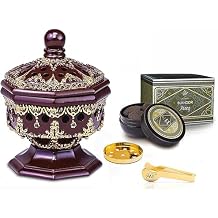 AM Luxury Octagon Charcoal Incense Burner (Brown) and Ateeq Bukhoor Incense (100gm) Bundle