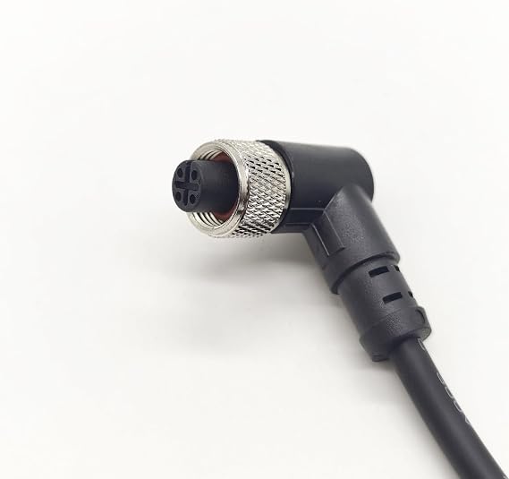 M12 4 Pin Female Connector Cable, A Code Right Angle Molding Cable Female Aviation Sensor Electrical PVC Cable Industrial Molded Cable AWG22(3Meter)