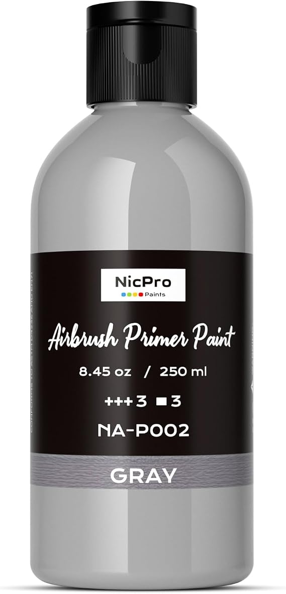 Nicpro Grey Surface Primer Airbrush Paint (8.4oz, 250 ml), Matte Finish