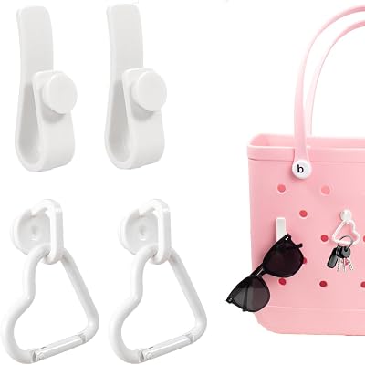 4Pcs Hooks Set Accessories Compatible for Bogg Bag, Insert Carabiner Key Chain Holder Charms, Compatible for Small & Large Beach Bags