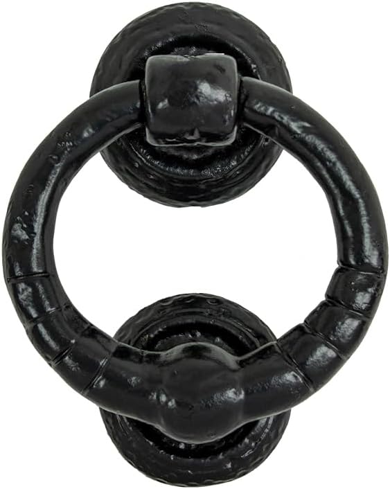 Upper Deck Ring Door Knocker, 5.5-Inch, Black