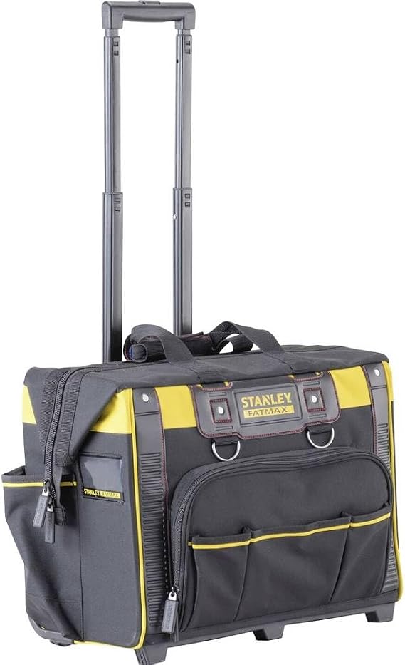 STANLEY FATMAX Open Mouth Rolling Rigid Tool Bag Trolley, Multi-Pockets Storage Organiser, FMST1-80148 , Black