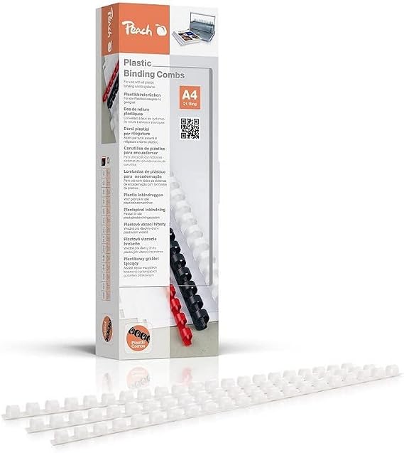 Peach Binding Combs 8mm 45 A4 sheets white