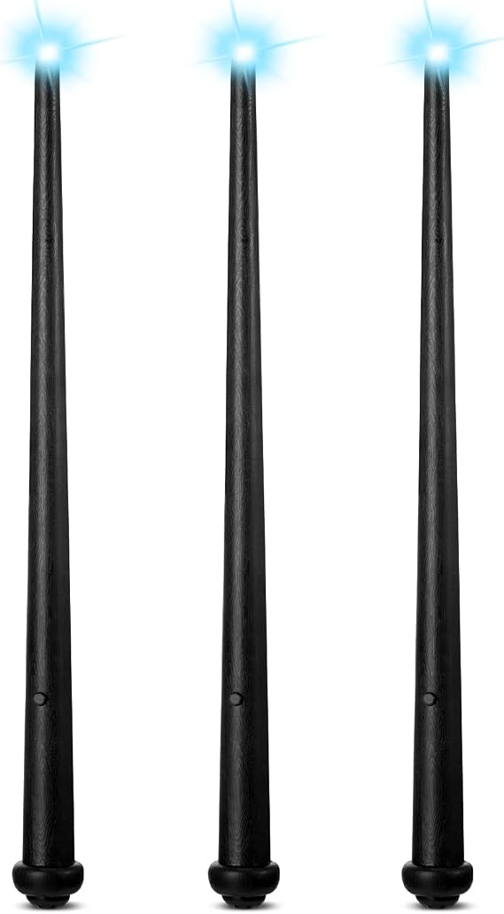 Skylety 3 Pieces Light-Up Wand Magic and Sound Wizard Wands Toy, Illuminating Wand, Party Costume Accessory for Halloween Cosplay Masquerade(Black)