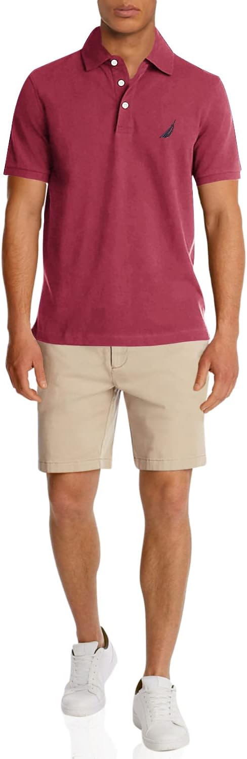 Nautica Men's Short Sleeve Solid Stretch Cotton Pique Polo Shirt Polo Shirt