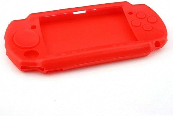 Replacement Soft Rubber Silicone Full Housing Shell Cover Case Skin for PSP 2000 3000 (Red)