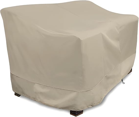 Patio Bench Cover - Marinex Marine Grade Fabric - Waterproof - Outdoor Bench Covers - Durable Lawn Patio Loveseat Cover - All-Weather Protection - (33" H x 87" L x 32.5" W - Khaki)