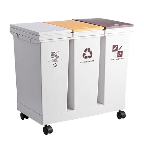 Fashionable Indoor Garbage Bin, Plastic Classified Double-Bucket Trash can Household Press-Open lid Wheeled Large-Capacity Square Trash can,Get More