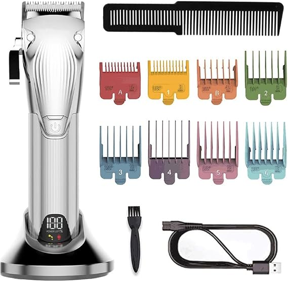 Hair Clippers for Men Men's Hair Clipper Cordless Electric Hair Trimmer Powerful Hair Cutter Machine Haircut Professional Set with 2500mAh Battery(Silver)