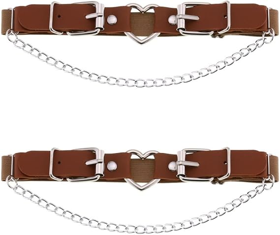 Women Girl Leather Heart Thigh Garter Belt Goth Stud Leg Elastic Thigh Ring