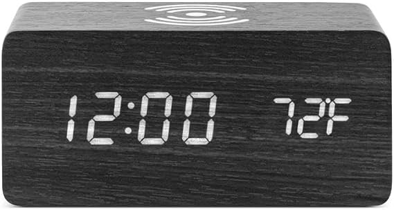 Digital Alarm Clock (Black Wood)