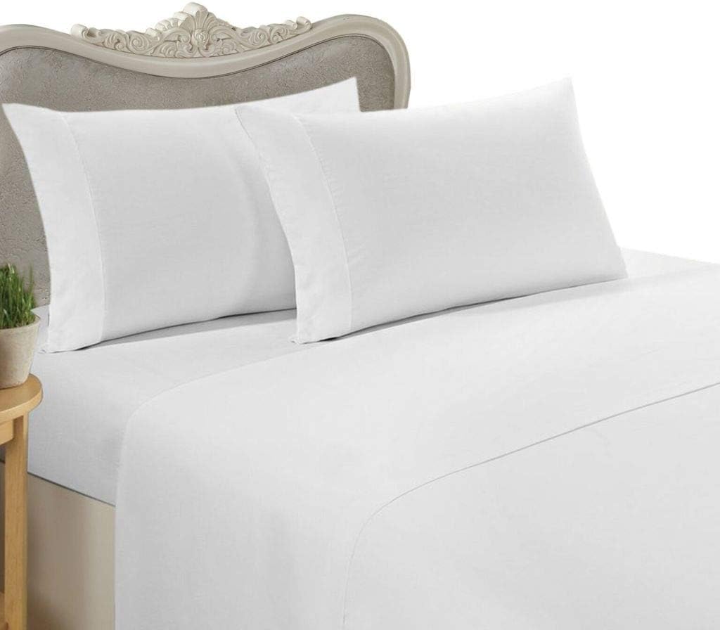 Luxurious White SolidPlain, Eastern King Size, 1000 Thread Count Ultra Soft Single-Ply 100% Egyptian Cotton, Extra Deep Pocket Four 4 Piece Bed Sheet Set with 2 Pillow Cases 1000TC