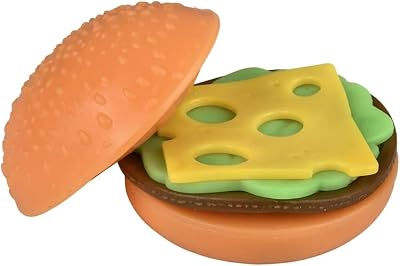 Nikkis Knick Knacks Stretchy Hamburger - Stretchy Squishy Pretend Food and Toppings - Party Favors for Kids Birthday Parties Goodie Bags Reward Box Treasure Chest Carnival Prizes Stretch Toys, Small