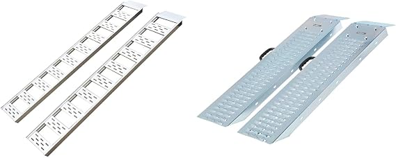 CARGOSMART Aluminum Straight Fixed Ramp with Treads (2pk) & Loading Ramps - Steel Ramp Set for ATVs, Motorcycles, Mowers, Carts & More