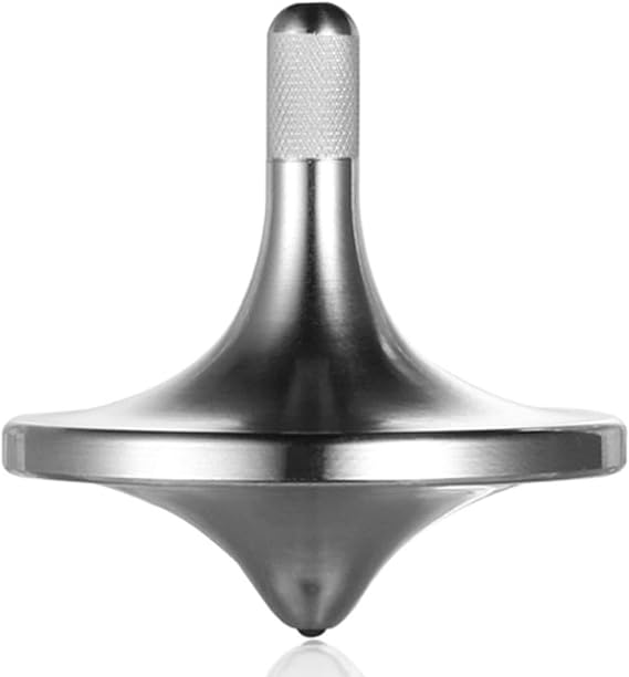 Environmental Protection Stainless Steel Metal Spinning Top Anti-Gravity Perfectly Balanced Delicate Table Toy Easy Turning Smooth Spin Time Over 6 Minutes (L/Silver)