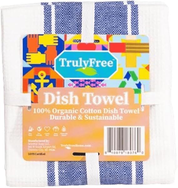 Truly Free Dish Towel - White & Blue - 1 Pack