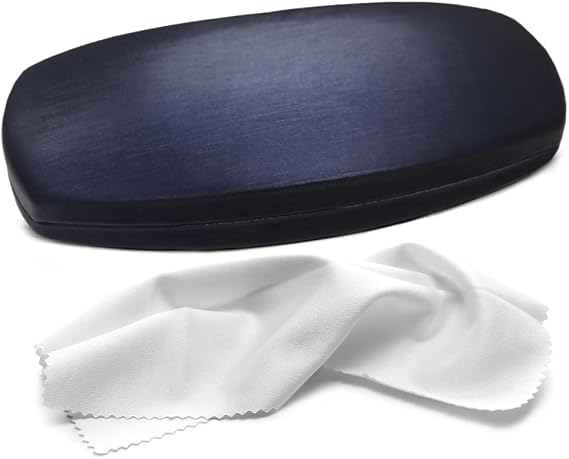 Hard Shell Glasses Case Medium Brushed Eyeglass Case with Microfiber Cloth Protective Case for Glasses