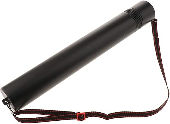 Drawing Tube Blueprint Case Telescoping Art Tube Middle Plastic Black Storage Tube Expands from 20 to 35 Inches Waterproof Poster Tube with Strap