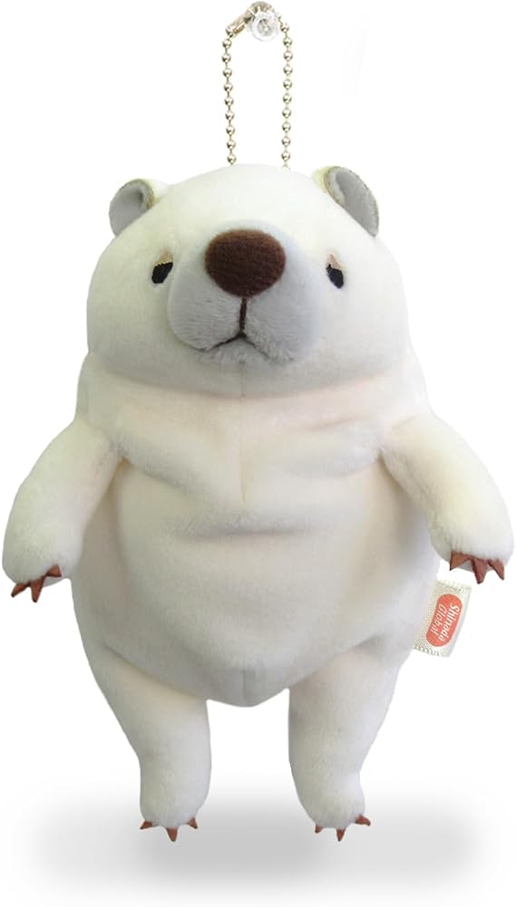 Shinada Global Mochi Series MOKU-0088W Mochi Bear, Plushie, Stuffed Animal, 2.8 x 2 x 5.5 inches 7 x 5 x 14 cm, Mini, White