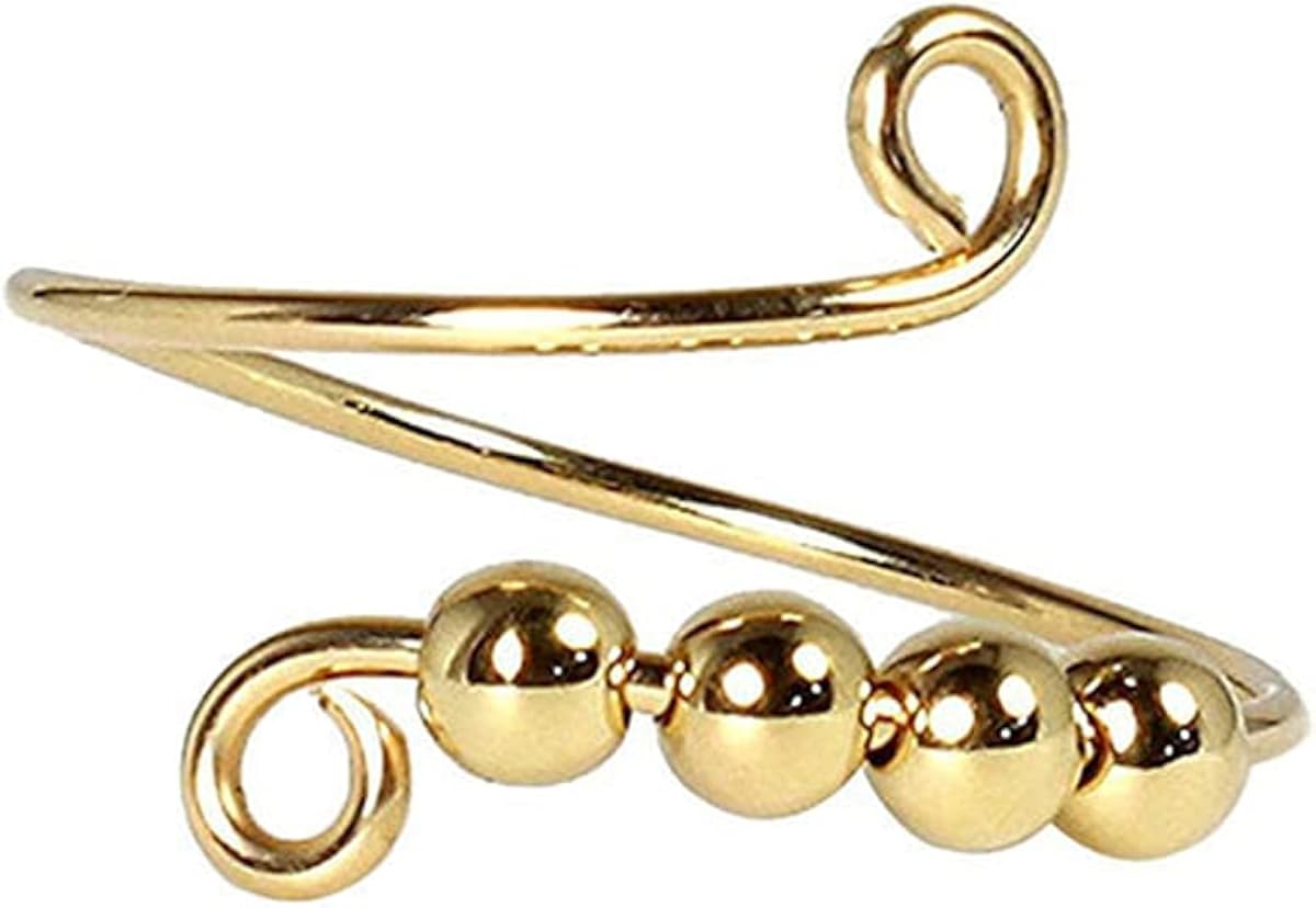 Beads Anxiety Ring Fidget Anti Anxiety Rings Adjustable Spinner Stress Relief Jewelry for Women Men Teen Girls