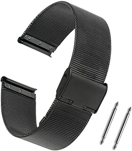 Black Wire Mesh Stainless Steel Watch Cord 16-18-20-22-24mm Strap