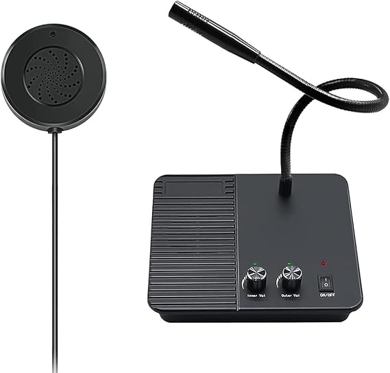 COYEUX Window Speaker Intercom System, Business Anti-Interference Intercommunication Microphone and Speaker Window Intercom, for Commerce, Bank, Office, Hospital