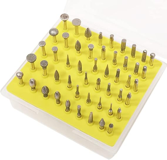 CHENTEC 50-Piece 1/8-Inch Shank Diamond Coated Rotary Burrs Set Abrading tools