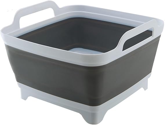 Collapsible Kitchen Sink with Drain - Portable and Foldable Dish Basin, Camping Sink, BBQ Prep Tub, and Laundry Tub(Gray)