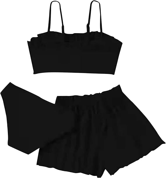 Girls Swimsuit 3 Piece Rullfe Bathing Suit Summer Bikini Sets Girls' Swimwear with Shorts 8-16T