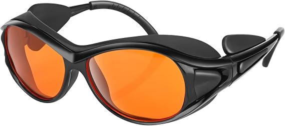 Professional UV Light Safety Glasses for 90nm-490nm wavelength UV lamps, UVC protective glasses, blocking blue light, Anti-Fatigue Anti Glare, shatterproof, anti-scratch and anti-fog, orange lenses
