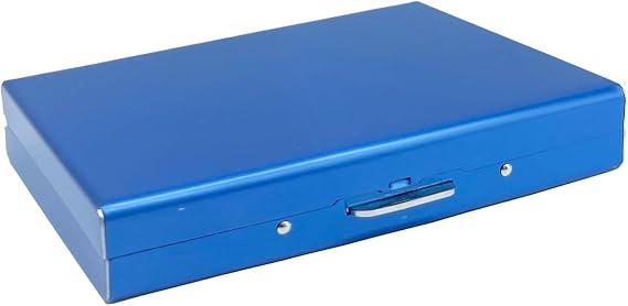 Bestac Credit Card Holder RFID Slim Metal Card Case for Hard Stainless Steel Credit Card Wallet Business Card Holder for Men Women (Blue)