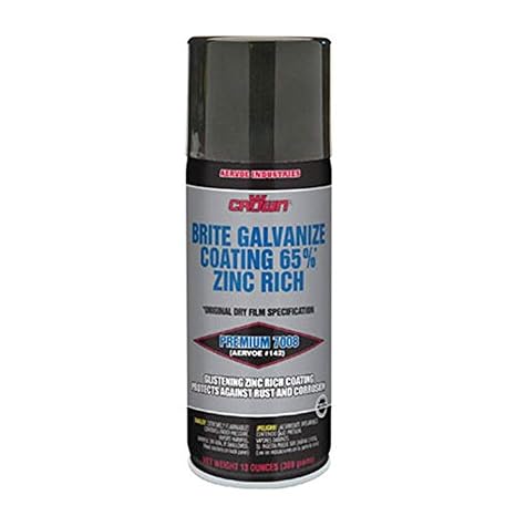 Crown 7008 Brite Galvanize Coating 65% Zinc Rich, Metallic, 13oz