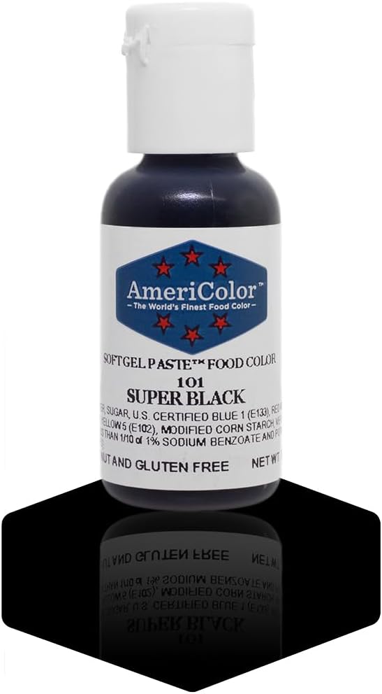 AmeriColor, Super Black, .75 Ounce Bottle, Soft Gel Paste Food Color