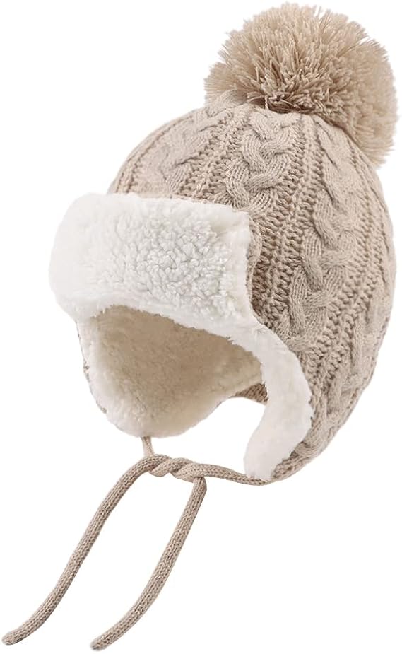 Peecabe Winter Kids Beanie Hat Baby Knitted Hats Fleece Earflap Toddler Cap