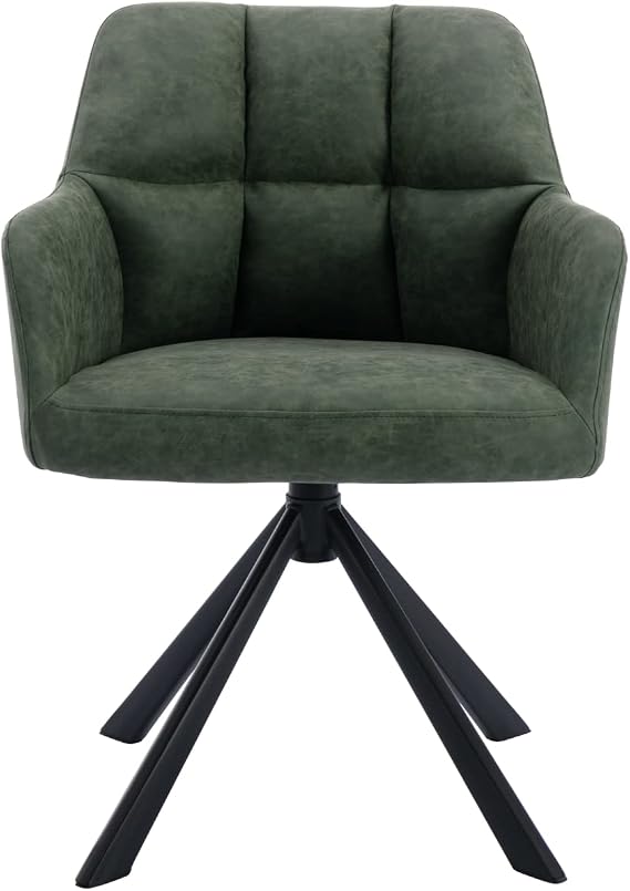 Modern Leather Office Chair No Wheels Swirl Desk Chair Comfy Computer Task Chair Metal Legs Upholstered Accent Arm Chair for Living Room/Bedroom/Small