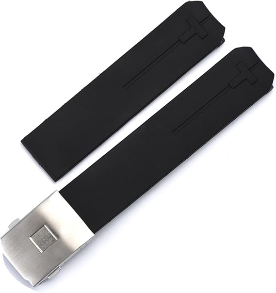for Tissot T-Touch T013 T047 20mm Soft Silicone Rubber Watch Band Black Orange Sport Waterproof Watch Strap T091 T013420A (Color : Black-Silver, Size : 20mm)